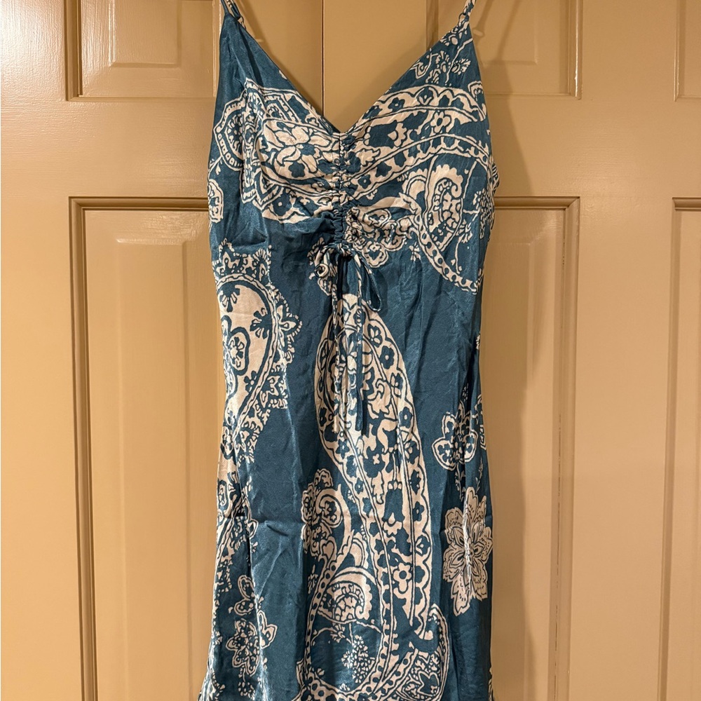 Zara Teal and Cream Floral Dress